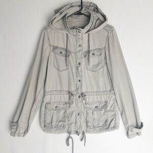 Max Studio Chambray Utility Anorak Jacket Jeans S M